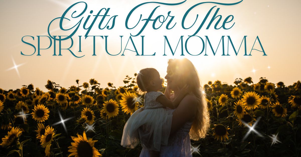 Gifts for the spiritual mom mother and child in field of sunflowers